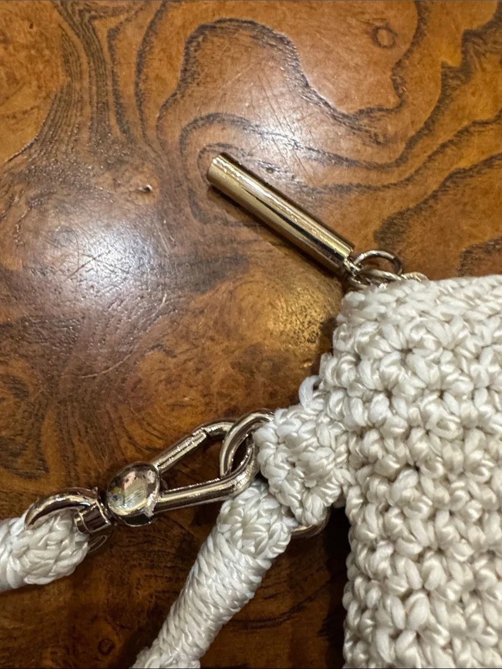 The Sak Cream Crochet Wristlet Clutch